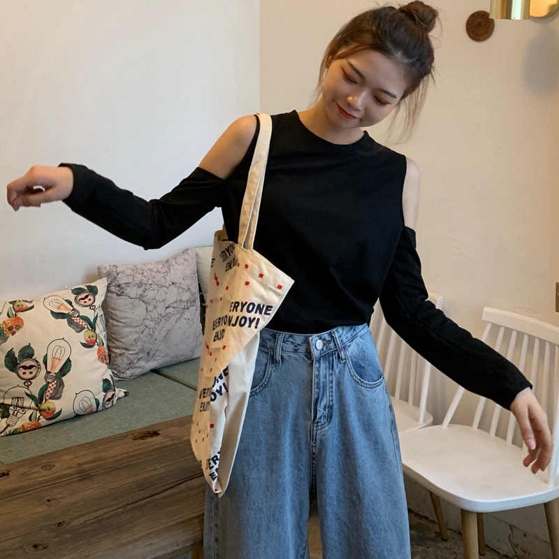 Áo thun SUXI trễ vai màu trơn phong cách Hàn Quốc thời trang dành cho nữ