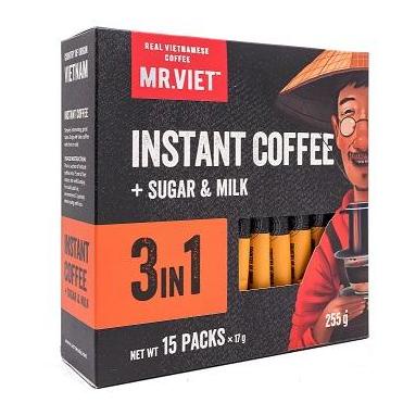 Cà phê Hòa Tan 3 trong 1 MR Viet 255g - Cafe Mr Viet 3 in 1 Instant Coffee (15 gói x 17g)