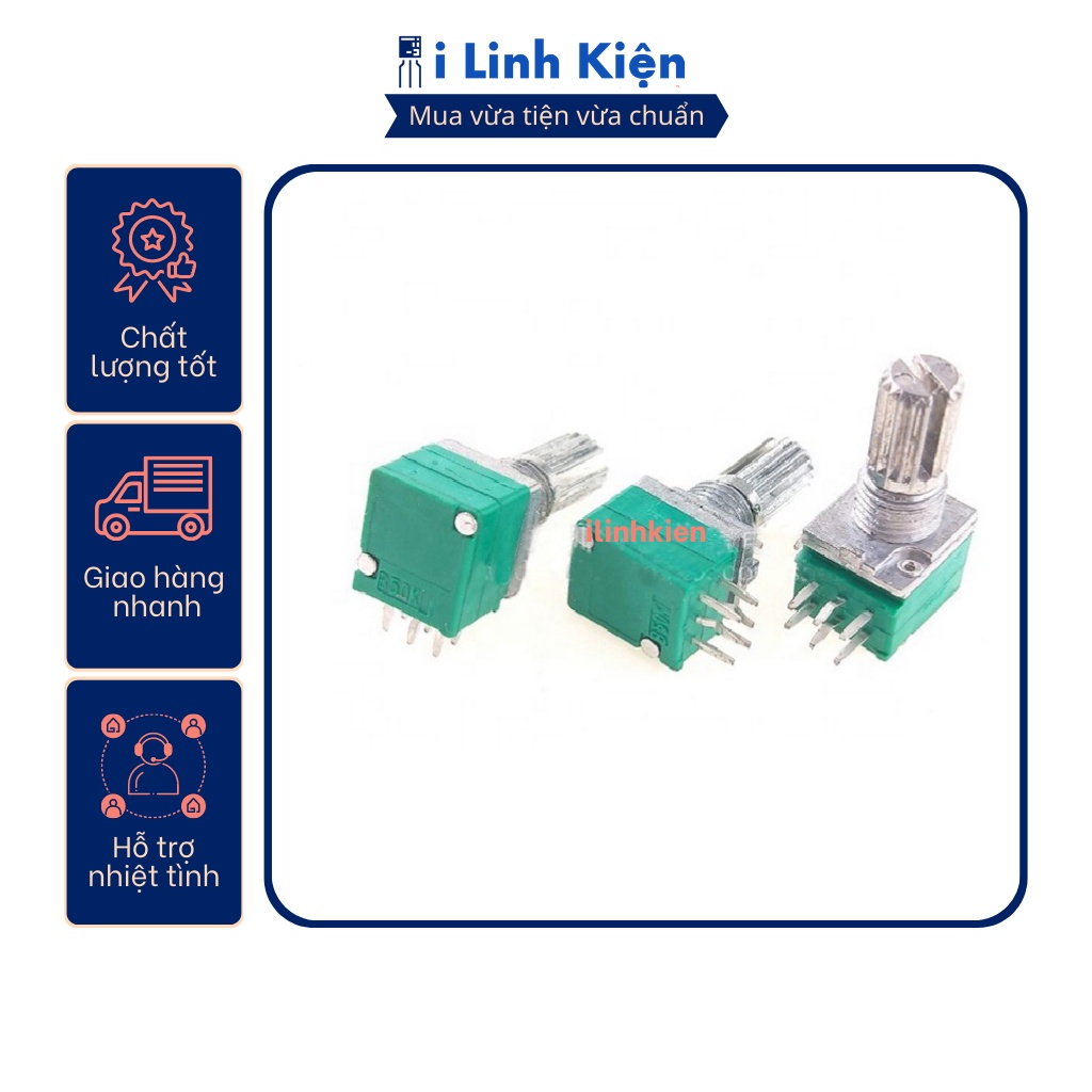 Chiết áp đôi RK097G xanh 15mm 5K - 100K chất lượng tốt