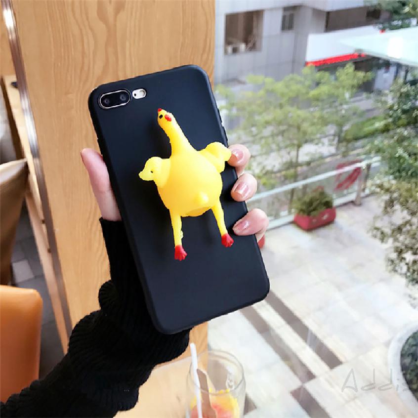 Ốp lưng Silicone hình gà bóp xả stress cho iPhone