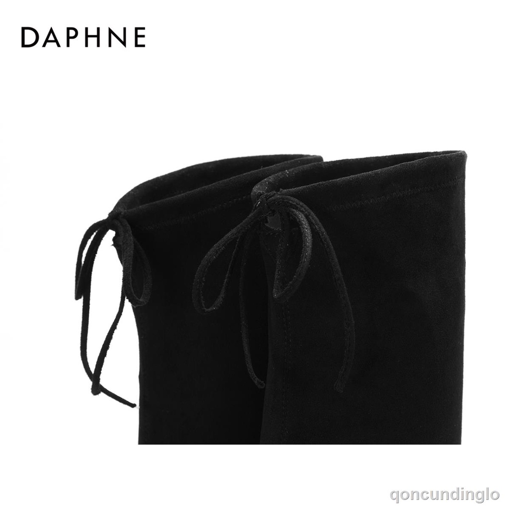 Daphne Giày bốt da lộn cao gót mũi tròn thời trang mùa đông1018605033