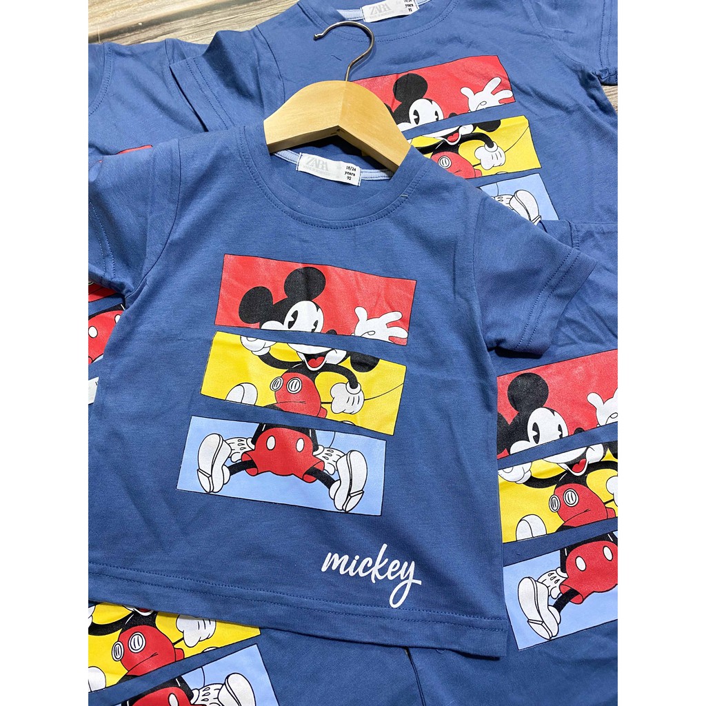 Áo Thun Bé Trai Mickey Mouse Xanh Dương