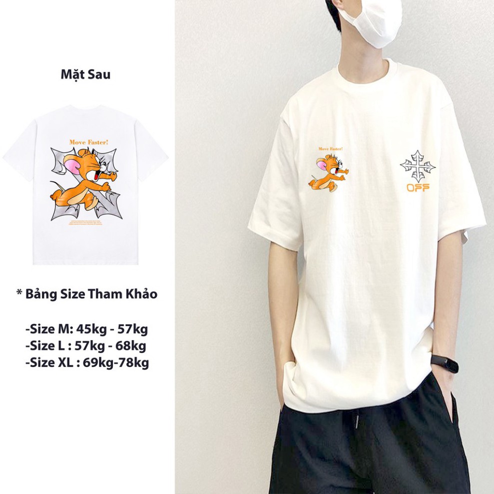 [ ẢNH THẬT + ĐỦ SIZE ] ÁO THUN, ÁO PHÔNG TAY LỠ UNISEX FORM RỘNG OVERSIZE CHUỘT OFF WHITE FREESHIP M157