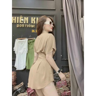 Set 2 Món: Áo Sơ Mi Xếp Ly Eo & Quần Short (KÈM VIDEO CẬN CHẤT VẢI)