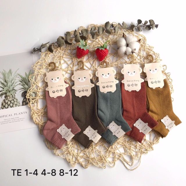 Set 10 Đôi Tất Len Gân Trẻ Em