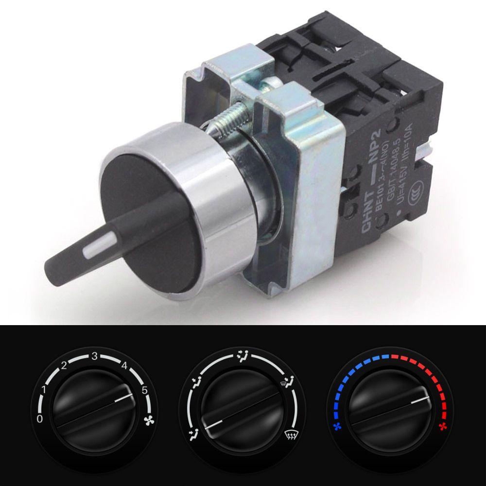 PISTA Công Tắc Xoay Màu Đen 22mm 3 Vị Trí NP2-BD33