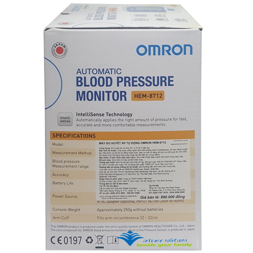 Máy đo huyết áp bắp tay điện tử OMRON HEM-8712