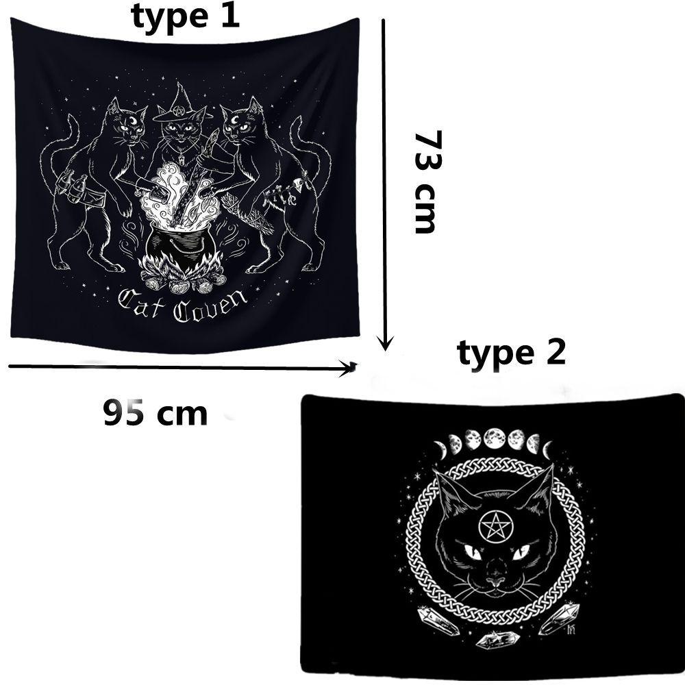 PINEVN Thảm Treo Tường Họa Tiết Mèo Trắng Đen Trang Trí Nhà Cửa