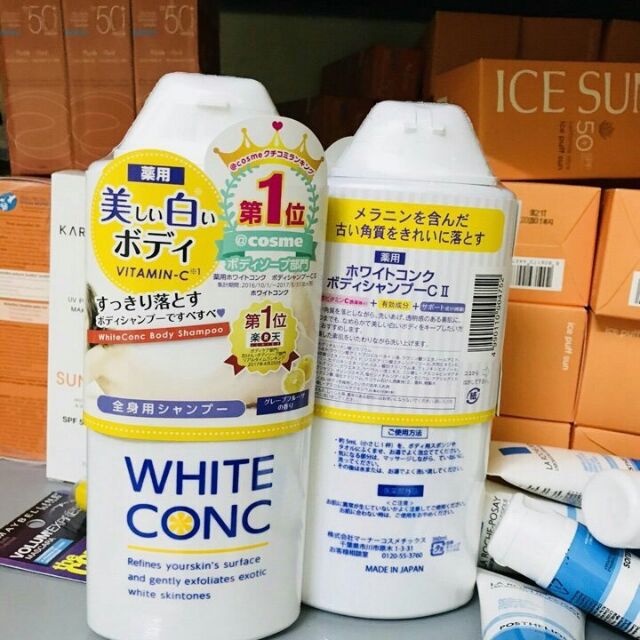 Sữa tắm trắng da White ConC Body Shampoo. Hàng nhập khẩu từ Nhật Bản.sản phẩm có tác dụng làm trắng,làm sạch da,mịn da..