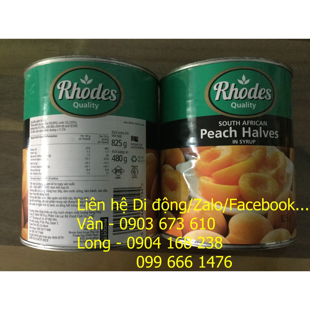 Đào miếng ngâm Peach Halves Rhodes 825g/lon - RẺ HƠN SIÊU THỊ