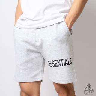 Quần short nam D2shop vải thun nỉ co giãn, màu xám nhạt ESSENTIALS