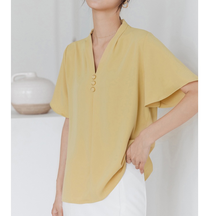 Áo Chiffon Tay Ngắn Cổ Chữ V Dáng Rộng Thời Trang Dành Cho Nữ | BigBuy360 - bigbuy360.vn