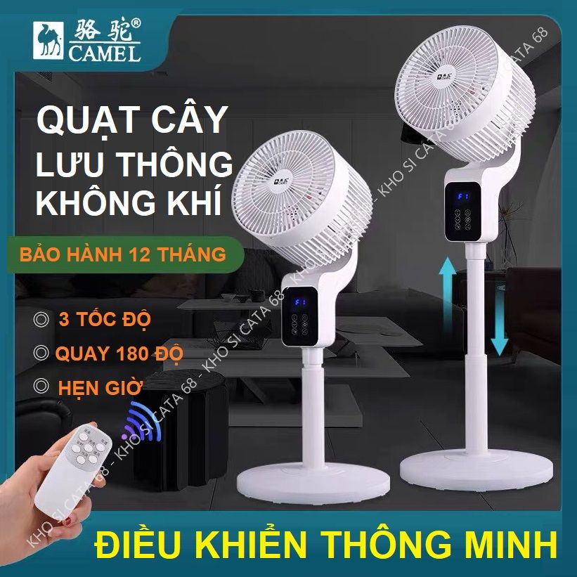 Quạt cây đứng Camel quay 360 độ, quạt lưu thông không khí điều khiển từ xa, màn hình cảm ứng, hẹn giờ- BH 1 năm