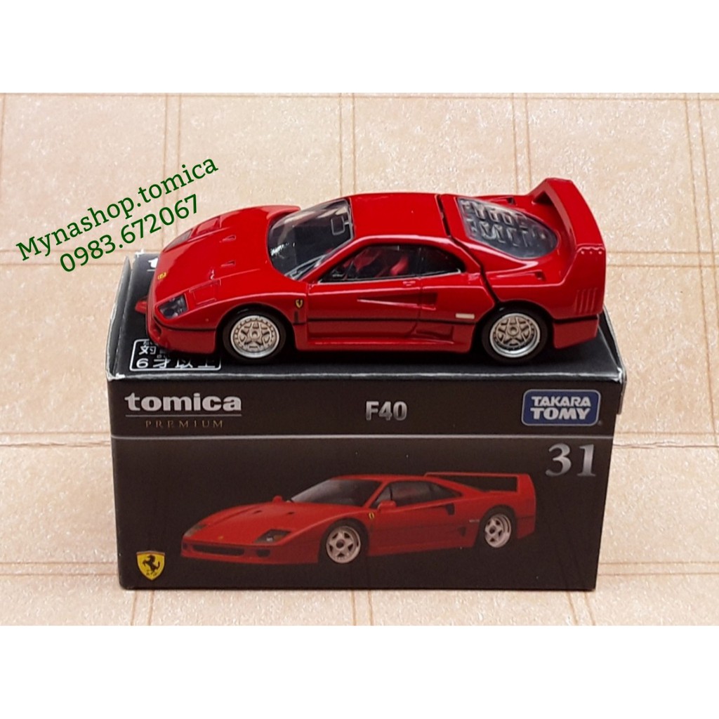 Đồ chơi mô hình tĩnh xe tomica premium, Ferrari, F40 (đỏ) có hộp, tặng hộp PVC