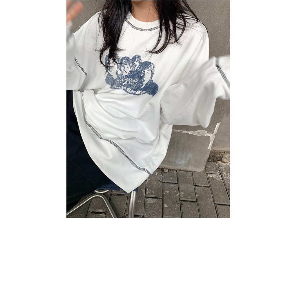 Áo sweater dài tay chỉ nổi BEATLES dáng rộng unisex/ Áo nỉ thu đông cổ tròn in họa tiết trẻ trung_kudoshop | BigBuy360 - bigbuy360.vn