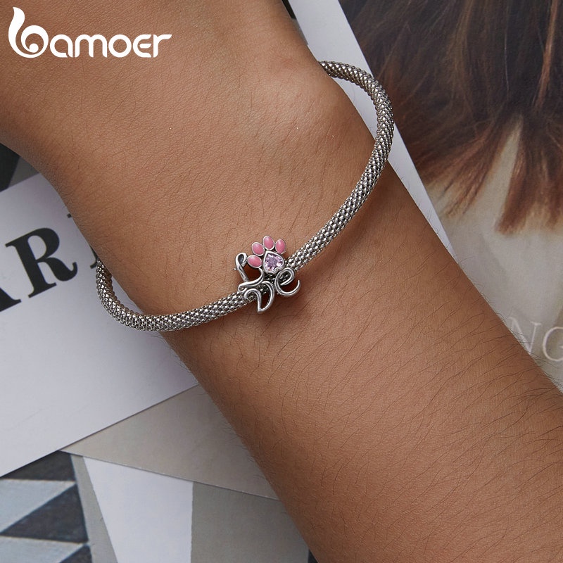 Hạt cườm BAMOER bạc 925 hình móng vuốt trái tim