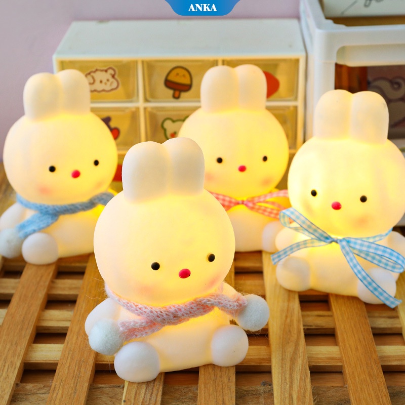 Con thỏ nhỏ dễ thương đèn ngủ cô gái dễ thương net màu đỏ trang trí phòng ngủ ánh sáng bầu không khí ánh sáng sinh viên ký túc xá chiếu sáng cạnh giường ngủ