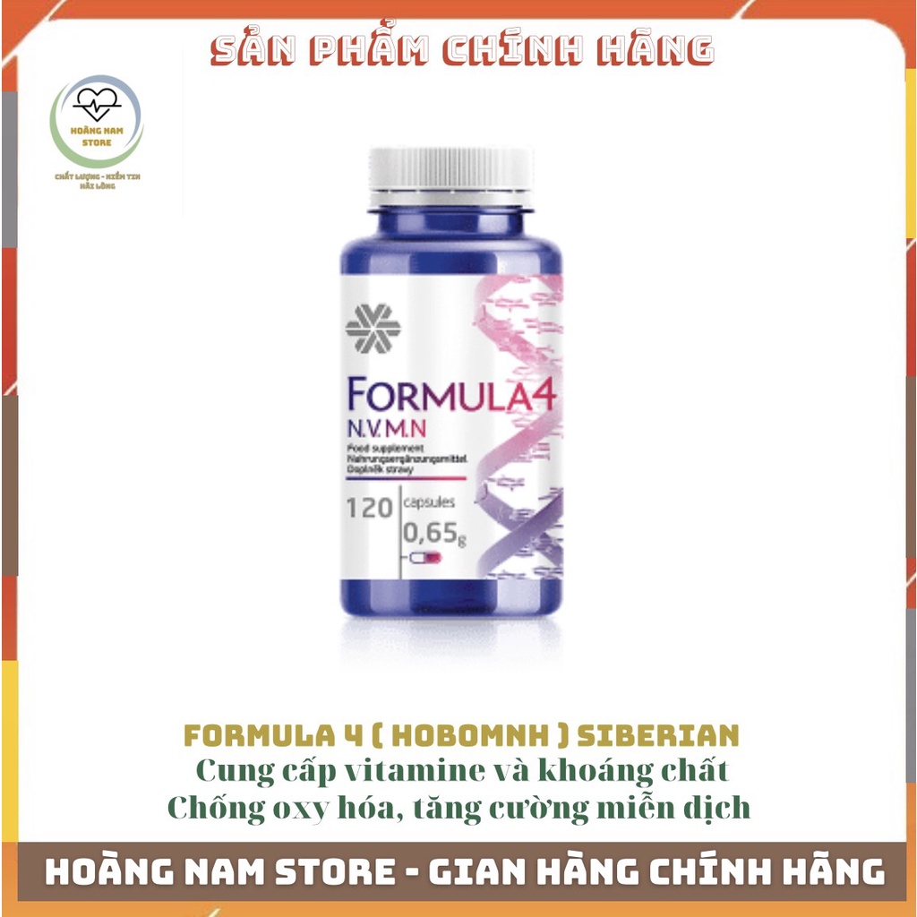 Thực phẩm Siberian Fomula 4, novomin ( Hobomnh ), giúp ngăn ngừa oxy hóa, cung cấp vitamine, bảo vệ tế bào, Hộp 120v