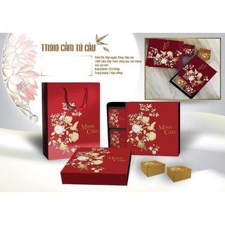 Hộp bánh trung thu cao cấp mẫu hoa cẩm tú cầu 4 bánh