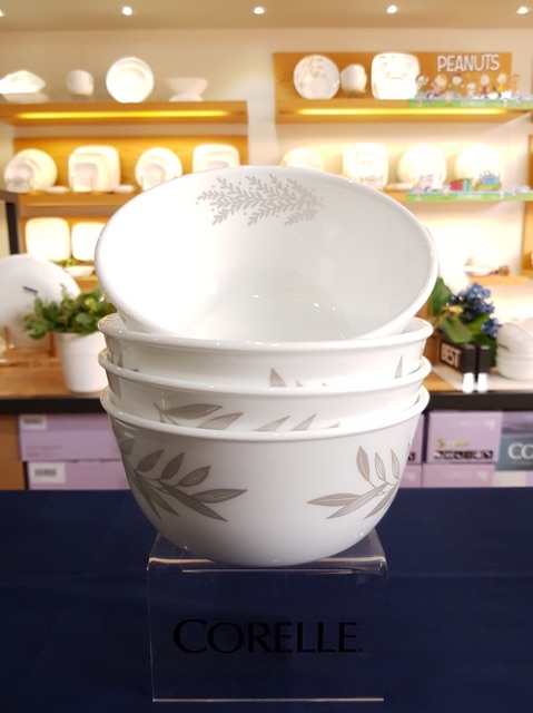 Tô thủy tinh cao Mỹ Corelle Silver Crown hoa văn Nguyệt Quế 900ml 428