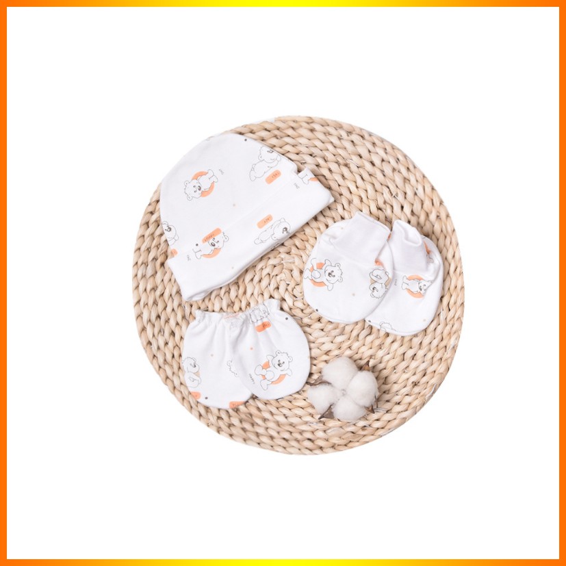 Sét Mũ, Bao Tay, Bao Chân cho bé sơ sinh,chất liệu cotton mềm mại, an toàn với làn da nhạy cảm của bé