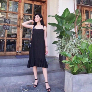 🌺🌺🌺Đầm suông 2 dây phối bèo xinh xắn🌺🌺