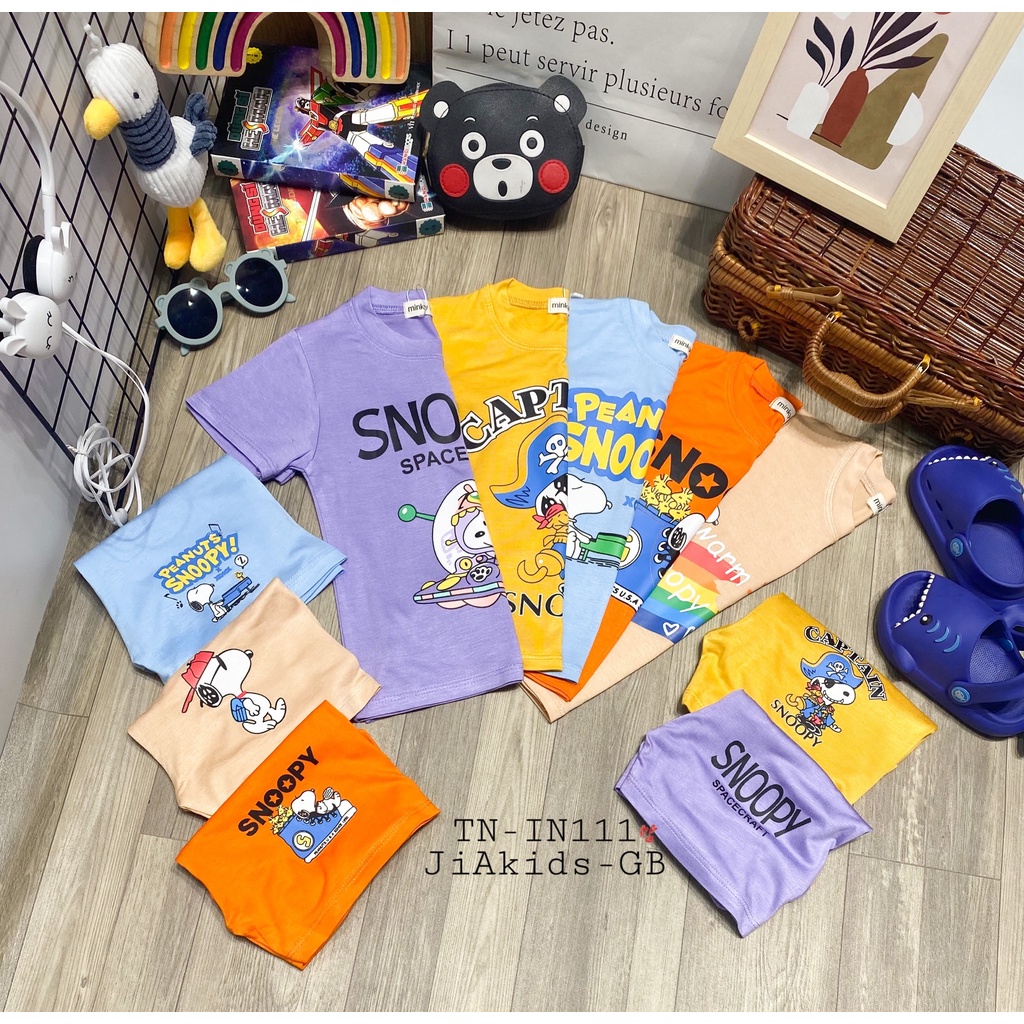 Bộ Cộc Tay THUN LẠNH MINKY MOM In Hình Snoopy Ngộ Nghĩnh Cho Bé TN-IN111