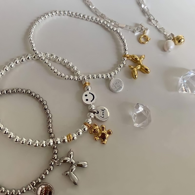 Vòng Lắc tay bi charm mạ bạc