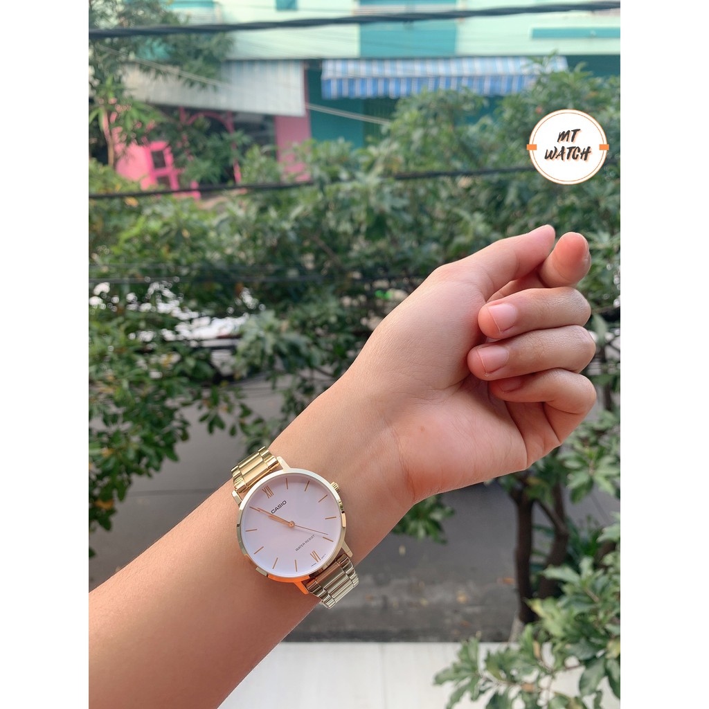 Đồng hồ cặp đôi nam nữ giá rẻ chính hãng CASIO MTP-VT01 và LTP-VT01 mặt tròn đơn giản, pin 3 năm