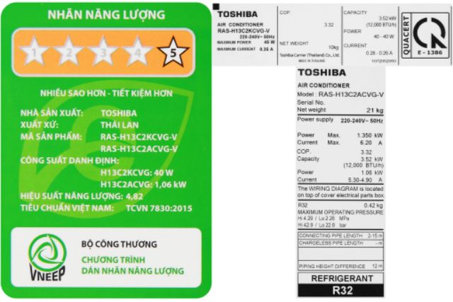 Máy lạnh Toshiba Inverter 1.5 HP RAS-H13C2KCVG-V Mới 2020