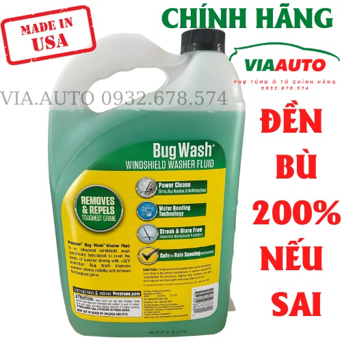 NƯỚC RỬA KÍNH Ô Tô (3,78L)  PRESTONE (made in usa) Prestone Bug Wash Windshield Washer Fluid