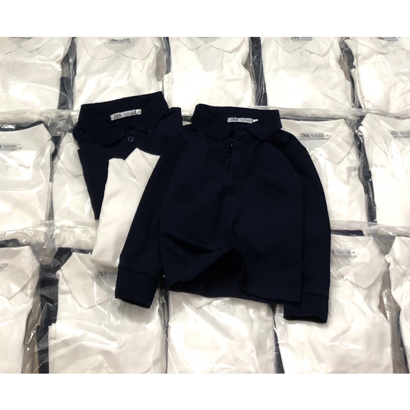 Set 2 áo polo dài tay Zara cho bé trai bé gái 10-25kg