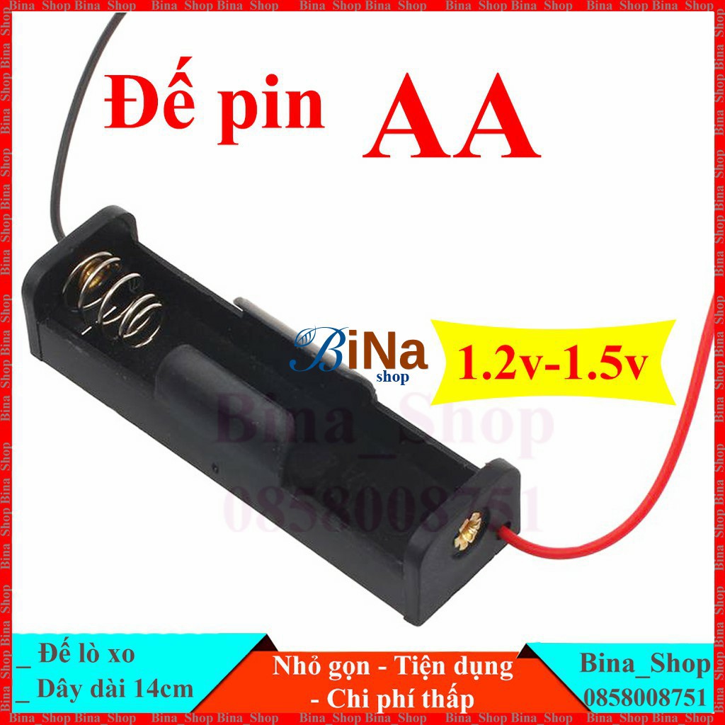 Đế gắn pin AA 1.5V 1 cell có dây tiện dụng