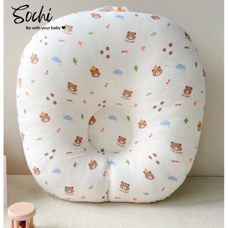 Gối chống trào ngược vải xô muslin cao cấp cho bé