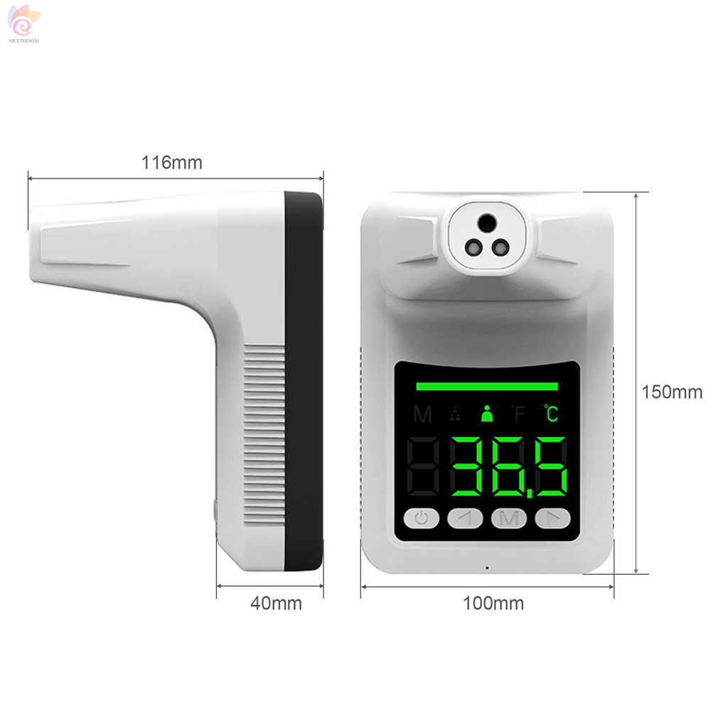 ET Non-Contact Digital Forehead Thermometer Wall-Mounted Infrared Thermometer °C / °F Unit Switch 3-Color Fever Alarm for Office Factories School Shops Restaurants
