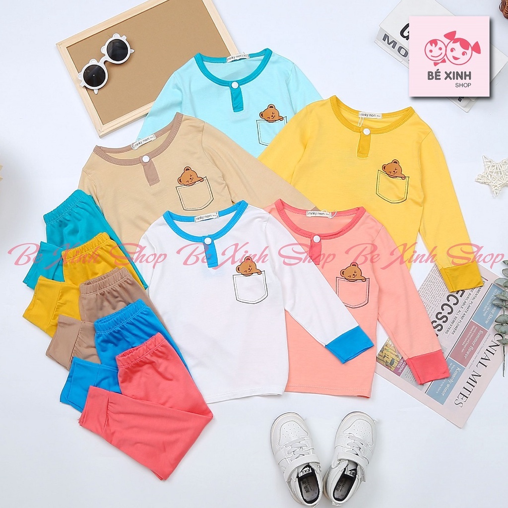 Bộ Minky Mom dài tay thu đông cho bé TÚI GẤU