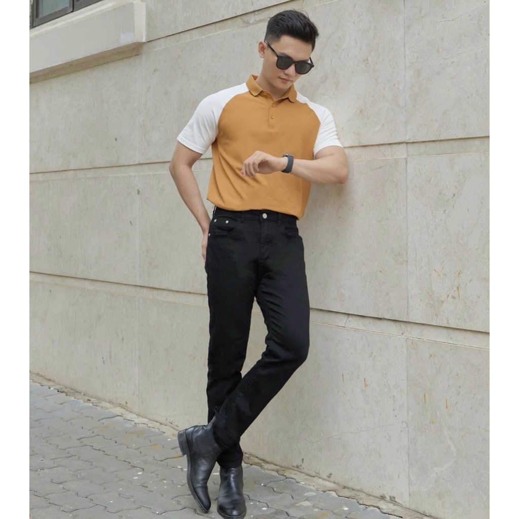 ÁO THUN POLO NAM CỔ BẺ TRƠN PHỐI MÀU TAY ÁO ĐƠN GIẢN, NAM TÍNH