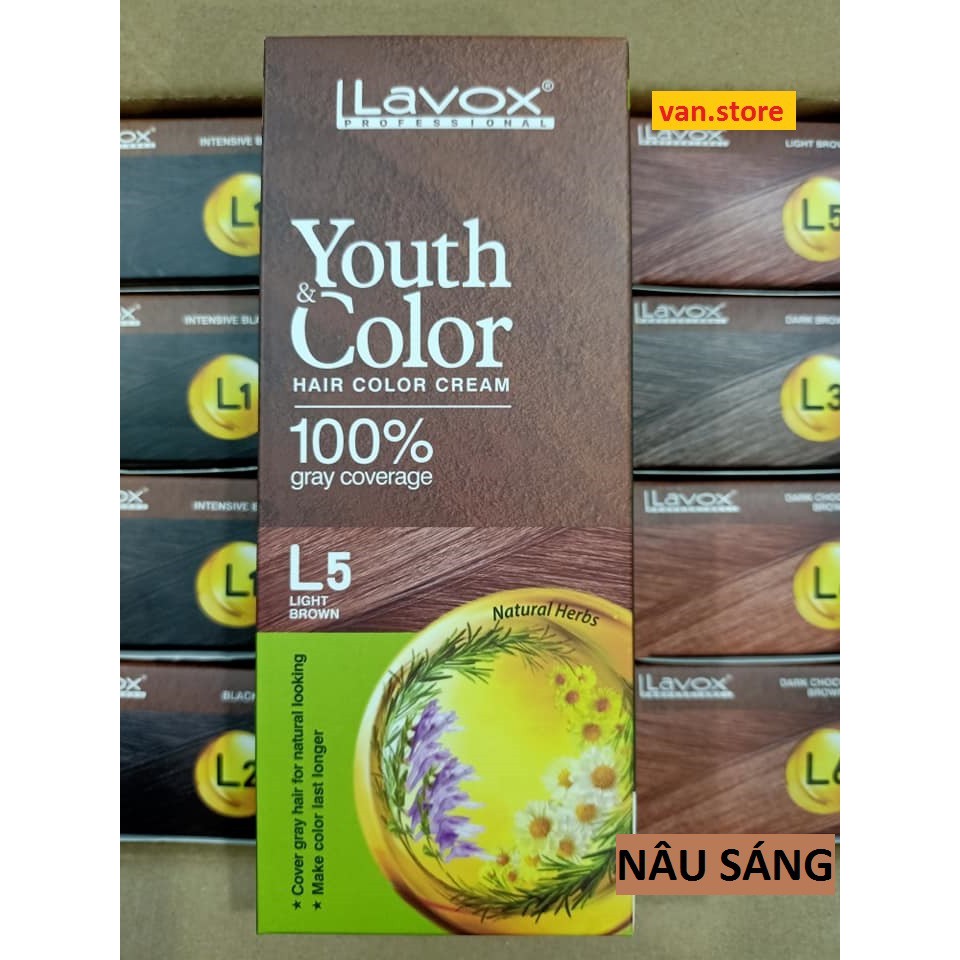 [ NÂU SÁNG L5] NHUỘM PHỦ BẠC CAO CẤP DƯỠNG CHẤT THIÊN NHIÊN LAVOX -  60MLx2