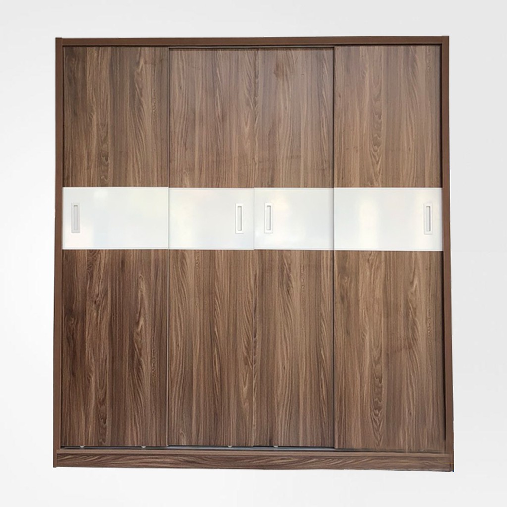 Tủ Áo Cửa Lùa 2m Gỗ MDF Melamine Màu Óc Chó Sọc Trắng