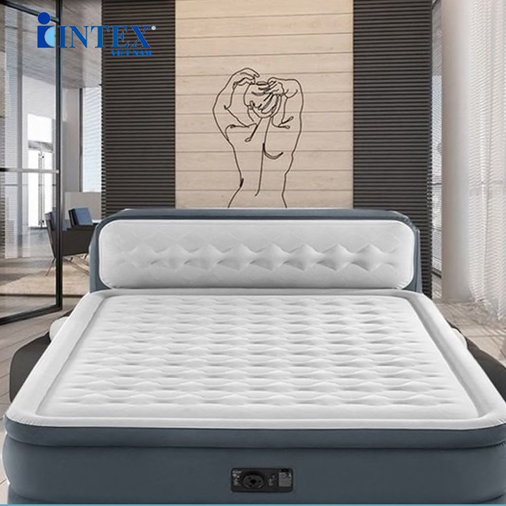 Giường hơi tự phồng công nghệ mới có đầu giường Intex 64448