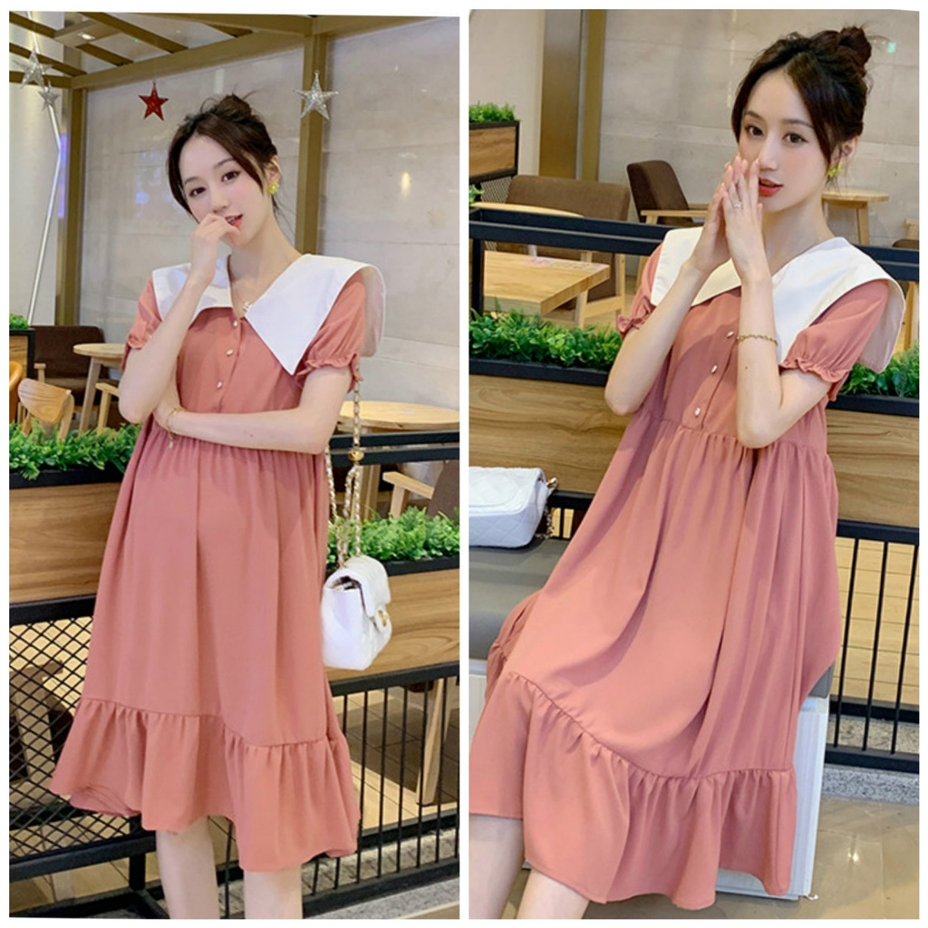 Đầm bầu babydoll 3 tầng xinh yêu dễ diện đi làm; đi chơi; đi cafe; check in đến hết thai kỳ, ONESIZE đến 70kg