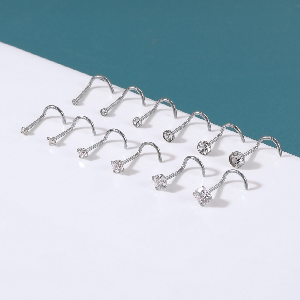 1 Bộ Khuyên Mũi Chữ L Bằng Thép Không Gỉ 1.5/2/2.5/3/3.5/4mm Nhiều Màu Sắc