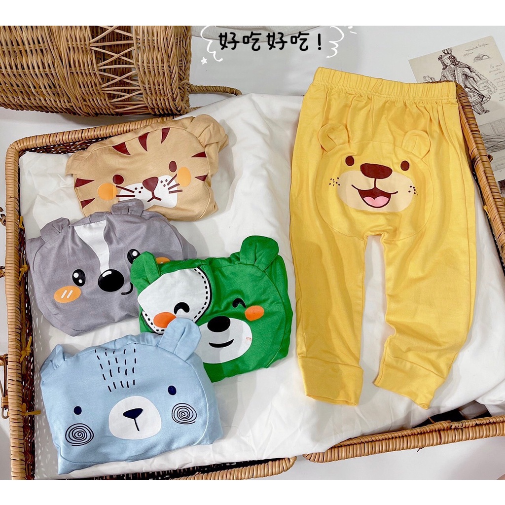 Quần Dài Đáp Đũng Thun Lạnh Mông Thú Cực Cute cho bé 7-15 kg