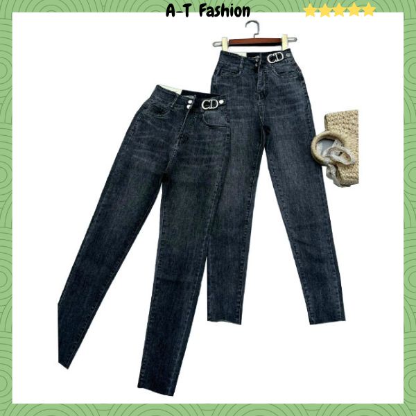 Quần jean nữ lưng cao phối kiểu phong cách trẻ trung, quần bò nữ co giãn skinny ôm dáng siêu đẹp A-T Fashion - MQ519