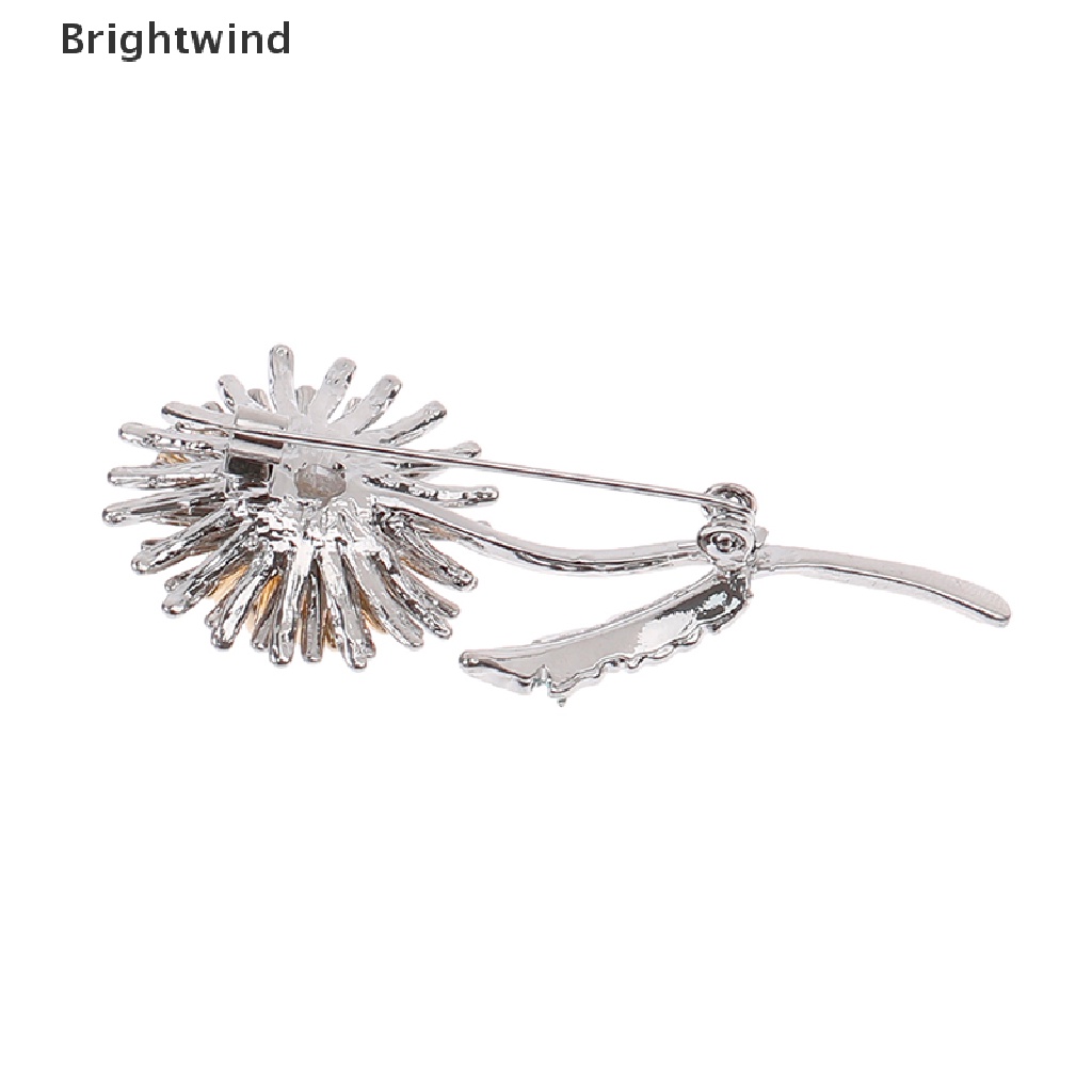 [Brightwind] Green Leaf Yellow Dandelion Flower Enamel Brooches Plants Brooch Pins Party Gift Hot Sell
