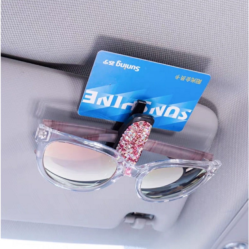 Kẹp treo kính mắt đính đá trên xe ô tô