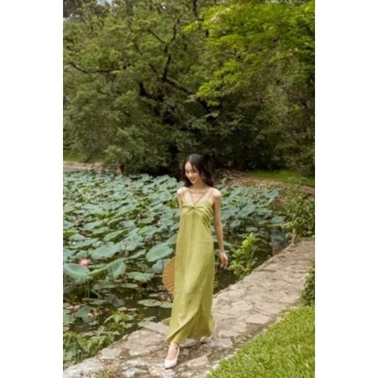 VANIA - Đầm maxi linen nơ ngực D2224