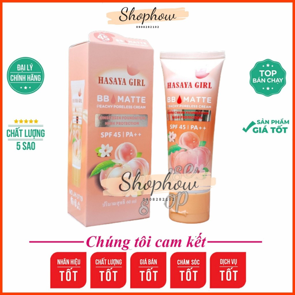 Kem Nền Chống Nắng HASAYA GIRL BB MATTE PEACH 50ml Thái Lan