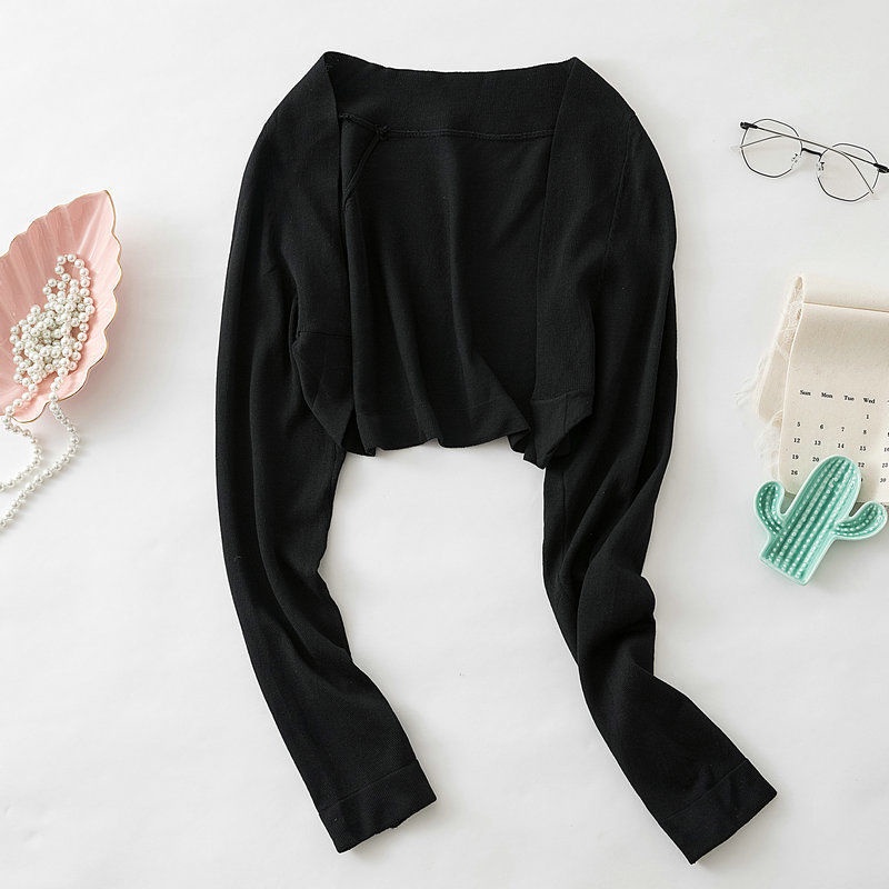 Áo Cardigan Dệt Kim Lụa Mát Màu Trắng Phong Cách Mới Dành Cho Nữ