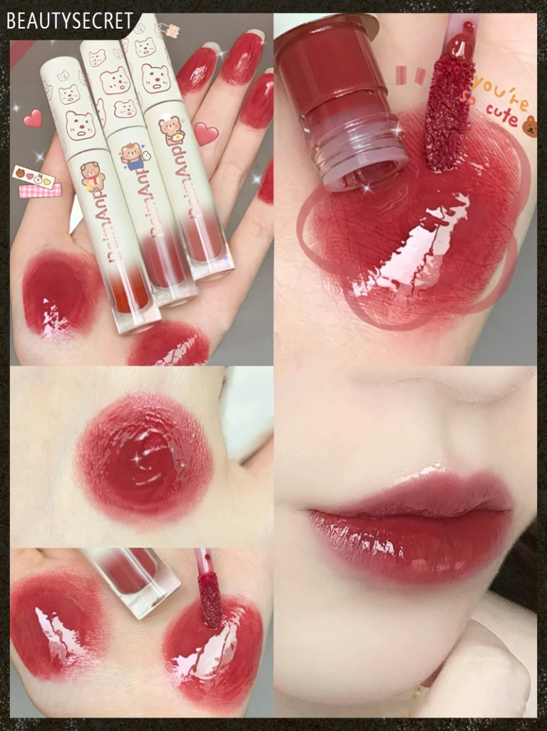 (Hàng Mới Về) Son Môi Màu Lì Chống Nước Chống Mồ Hôi Vỏ Hình Gấu Đáng Yêu Damanpu 2021